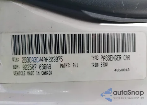2010 Dodge Charger Sxt from USA, damaged, VIN 2B3CA3CV4AH203975